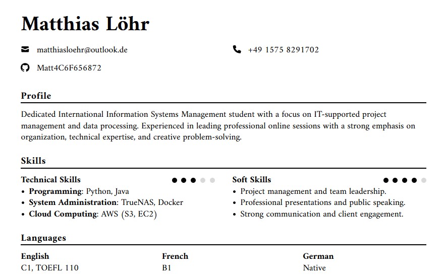 Short Form CV